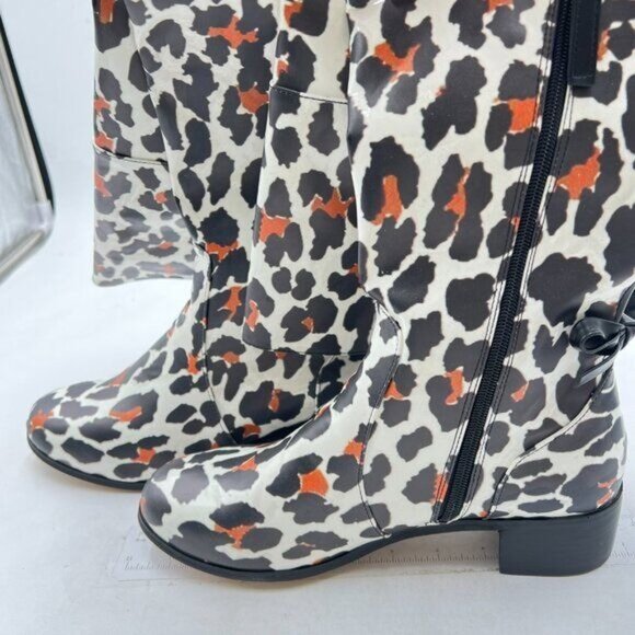 XYD Women Over The Knee Thigh High Leather Boots Chunky Heel Round Toe Leopard - Picture 4 of 8